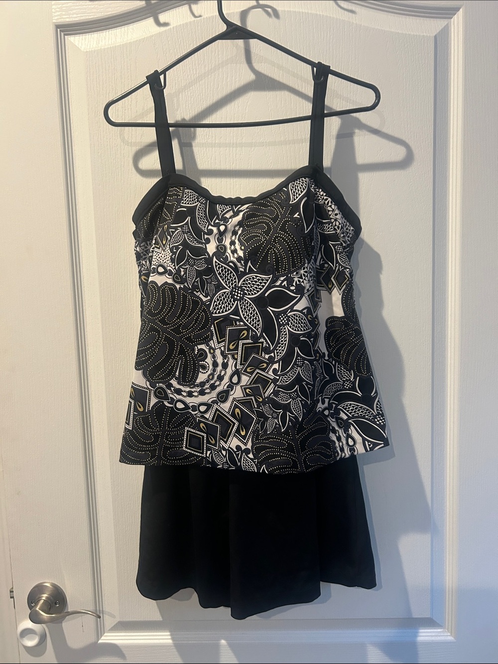 Maxine of Hollywood Black & White Floral Tankini with Skirt 18